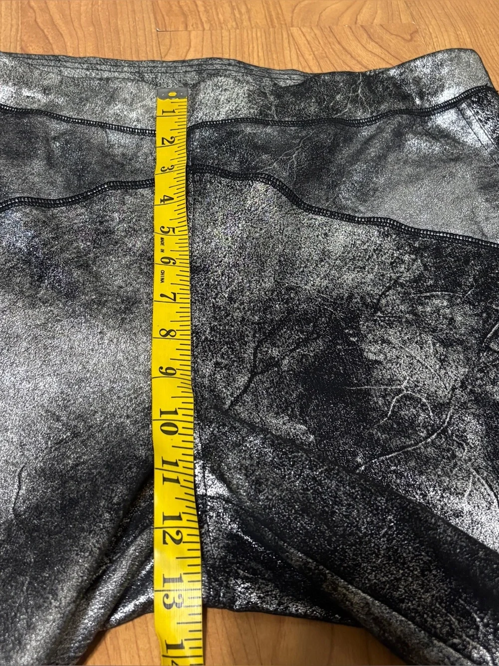 Free People Metallic Suede Leggings Women’s Large Black Silver Pull On NWT